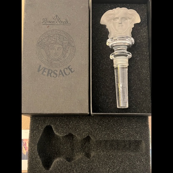 Versace, Crystal Stopper, Rosenthal Frosted Double Sided Medusa Wine Stopper - Picture 3 of 13